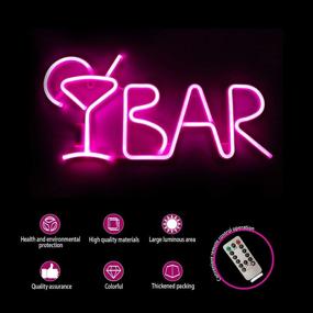 img 3 attached to 🎉 AMEVRGTHS Pink Bar Neon Signs Light: 8 LED Lighting Modes, Remote Control, USB/AA Battery-Powered | Perfect for Wall Decor, Home Bar, Birthday Party, Wedding, Christmas | 21.9x10x0.79inch