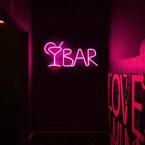 img 2 attached to 🎉 AMEVRGTHS Pink Bar Neon Signs Light: 8 LED Lighting Modes, Remote Control, USB/AA Battery-Powered | Perfect for Wall Decor, Home Bar, Birthday Party, Wedding, Christmas | 21.9x10x0.79inch