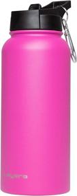 img 3 attached to 🚰 Layer 8 Stainless Steel Portable Water Bottle: Stay Hydrated On-The-Go with Pop Up Straw and Screw on Lid