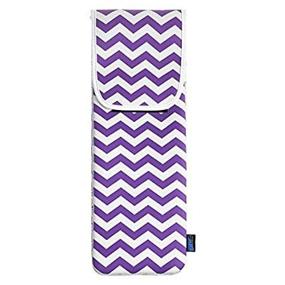 img 1 attached to Water-resistant Neoprene Curling Iron Holder in Purple Chevron Pattern - Travel Cover Case Bag Pouch for Flat Iron Curling Wand, 15 x 5 Inches