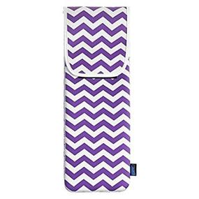 img 4 attached to Water-resistant Neoprene Curling Iron Holder in Purple Chevron Pattern - Travel Cover Case Bag Pouch for Flat Iron Curling Wand, 15 x 5 Inches