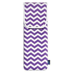 img 3 attached to Water-resistant Neoprene Curling Iron Holder in Purple Chevron Pattern - Travel Cover Case Bag Pouch for Flat Iron Curling Wand, 15 x 5 Inches