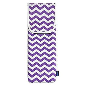 img 2 attached to Water-resistant Neoprene Curling Iron Holder in Purple Chevron Pattern - Travel Cover Case Bag Pouch for Flat Iron Curling Wand, 15 x 5 Inches