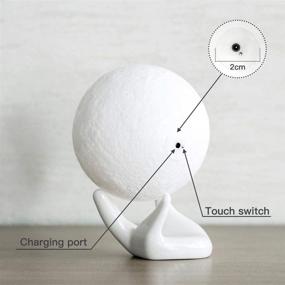 img 3 attached to 🌕 BRIGHTWORLD Moon Lamp - 3.5 Inch 3D Printed Lunar Night Light with White Hand Stand - Ideal Birthday Gift for Kids, Women, Girls, Boys - USB Rechargeable, Touch Control, Adjustable Brightness, Two Tone Warm and Cool White