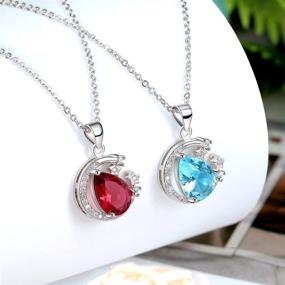 img 3 attached to Pendant Necklaces for Women: Flyshowcool Blue and Rose Red Birthstone Jewelry Gifts for Mother's Day, Birthday, Anniversary, or Party