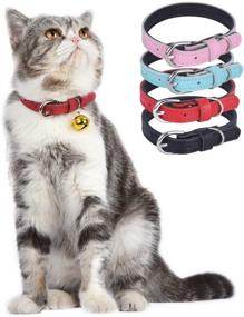 img 4 attached to 🐱 Lumimi Cute Pet Cat Collar: Genuine Leather, Adjustable Length, Durable & Safe - Bell & Hole Puncher Inclusive