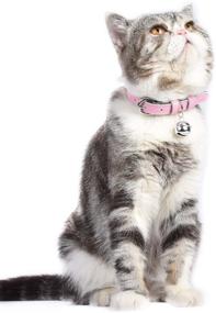 img 2 attached to 🐱 Lumimi Cute Pet Cat Collar: Genuine Leather, Adjustable Length, Durable & Safe - Bell & Hole Puncher Inclusive