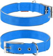 🐾 nylon reflective dog collar with metal buckle - adjustable & heavy duty for small, medium, large dogs & puppies - red, blue, black - enhanced safety & durability logo