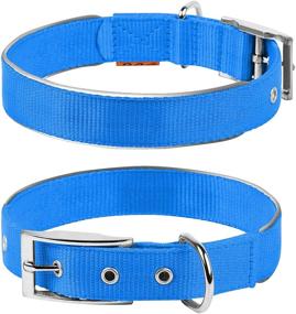 img 4 attached to 🐾 Nylon Reflective Dog Collar with Metal Buckle - Adjustable & Heavy Duty for Small, Medium, Large Dogs & Puppies - Red, Blue, Black - Enhanced Safety & Durability