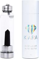 💎 16oz kiara crystal elixir bottle for gemstone infused alkaline water | natural crystal water bottle with premium healing crystal | includes free e-book, neoprene sleeve | obsidian логотип