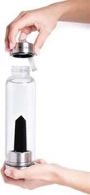 img 3 attached to 💎 16oz Kiara Crystal Elixir Bottle for Gemstone Infused Alkaline Water | Natural Crystal Water Bottle with Premium Healing Crystal | Includes Free E-Book, Neoprene Sleeve | Obsidian