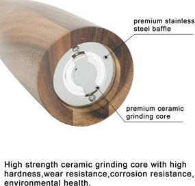 img 1 attached to Zewellcuis Wood Pepper Grinder: Adjustable Coarseness Spice Mill - Perfect Gift for Parents, Neighbors, Friends | 10 Inch Manual Salt & Pepper Shaker (ZewellcuisP09)