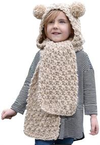 img 4 attached to 🧥 Warm Knitted Earflap Coif Hood for Boys and Girls - Cute Beanies Caps for Autumn/Winter Season