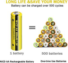 img 2 attached to 🔋 Никель-кадмиевые аккумуляторы высокой емкости АА 1,2 В 600 мАч для солнечного светильника и садовых осветительных приборов - 16 штук