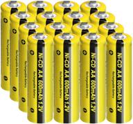 🔋 high-capacity aa nicd 1.2v 600mah rechargeable batteries for solar lamp and garden landscaping lights - 16 pack logo