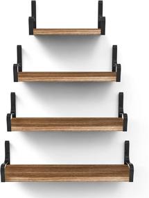 img 4 attached to 📚 OlarHike Floating Shelves: Stylish Rustic Wood Shelving for Bedroom, Kids Book Storage, Living Room Décor, Bathroom, Kitchen, Laundry, and Office Spaces