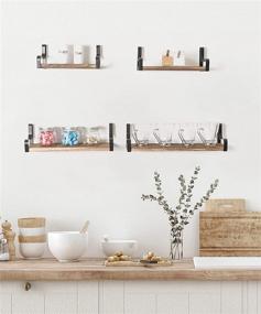 img 1 attached to 📚 OlarHike Floating Shelves: Stylish Rustic Wood Shelving for Bedroom, Kids Book Storage, Living Room Décor, Bathroom, Kitchen, Laundry, and Office Spaces