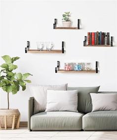 img 3 attached to 📚 OlarHike Floating Shelves: Stylish Rustic Wood Shelving for Bedroom, Kids Book Storage, Living Room Décor, Bathroom, Kitchen, Laundry, and Office Spaces