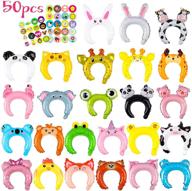 🦁 zoo animal inflatable headbands wildlife balloon hair hoop - mallmall6 50p. includes forest safari farm animals jungle theme birthday party supplies with animal stickers party favors costumes for kids logo