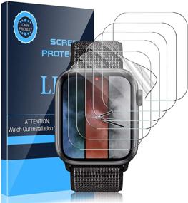 img 4 attached to 📱 Всеобъемлющая защита: LK 6 Pack Пленка для защиты экрана Apple Watch 6/5/4/SE 44 мм - гибкая TPU HD прозрачная пленка без пузырей (UF-010)