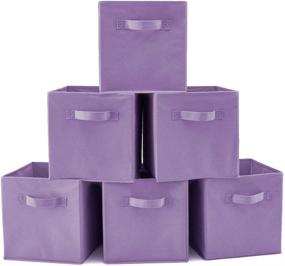 img 4 attached to 📦 EZOWare Set of 6 Foldable Fabric Purple Basket Bins – Collapsible Storage Cubes for Nursery, Toys Organization, Shelf Cabinet
