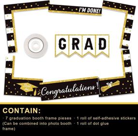 img 2 attached to 🎓 Whaline Large Size Graduation Photo Frame: Black and Gold Selfie Frame for Memorable College and High School Celebration Party - Congrats Decoration Favors with Grad Photo Booth Props