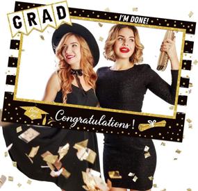 img 4 attached to 🎓 Whaline Large Size Graduation Photo Frame: Black and Gold Selfie Frame for Memorable College and High School Celebration Party - Congrats Decoration Favors with Grad Photo Booth Props