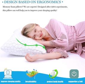 img 3 attached to Cooling Bed Pillows 2 Pack - Shredded Memory Foam Pillows with Adjustable Cool BAMBOO - Ideal Pillow for Side, Back, and Stomach Sleepers - Luxury Gel Pillows Queen Size Set of 2 with Washable Removable Cover
