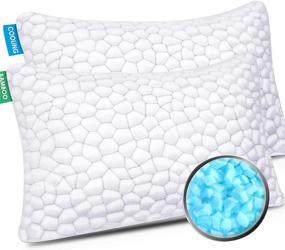img 4 attached to Cooling Bed Pillows 2 Pack - Shredded Memory Foam Pillows with Adjustable Cool BAMBOO - Ideal Pillow for Side, Back, and Stomach Sleepers - Luxury Gel Pillows Queen Size Set of 2 with Washable Removable Cover