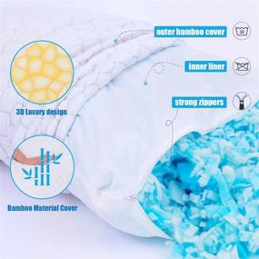 img 2 attached to Cooling Bed Pillows 2 Pack - Shredded Memory Foam Pillows with Adjustable Cool BAMBOO - Ideal Pillow for Side, Back, and Stomach Sleepers - Luxury Gel Pillows Queen Size Set of 2 with Washable Removable Cover