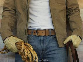 img 2 attached to Premium Leather Ratchet Belts for Men - Adjustable, Comfortable Men's Accessories by Chaoren