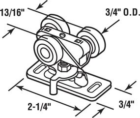 img 1 attached to 🚪 Prime-Line Products N 6847 Pocket Door Roller Assembly - Durable Flat Plastic Wheels on Steel Bracket (Pack of 2)