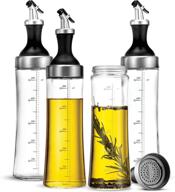 finedine superior glass oil & vinegar dispenser set - modern olive oil bottles with wide opening for easy refill & cleaning, clear glass, pouring spouts - 18 oz. cruet set (pack of 4) logo