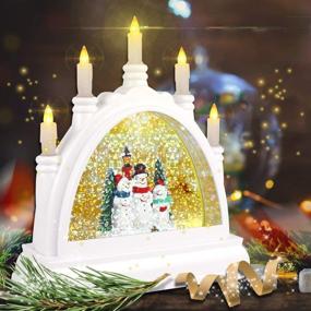 img 3 attached to 🎄 Suweor Upo Christmas Lighted Water Lantern: Swirling Glittering Snow Globe Retro Arch Bridge Night Light – Xmas Decorative Lamp, Festive Ornament & Gift