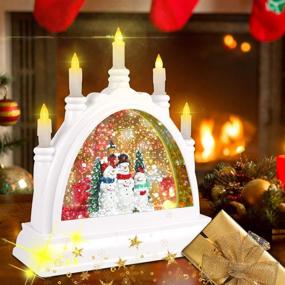 img 2 attached to 🎄 Suweor Upo Christmas Lighted Water Lantern: Swirling Glittering Snow Globe Retro Arch Bridge Night Light – Xmas Decorative Lamp, Festive Ornament & Gift