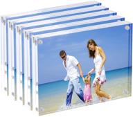 🖼️ clear double sided acrylic picture frames, 4x6'' - desktop frameless magnetic photo frame set, 5 pack логотип