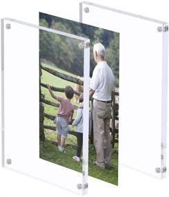 img 2 attached to 🖼️ Clear Double Sided Acrylic Picture Frames, 4x6'' - Desktop Frameless Magnetic Photo Frame Set, 5 Pack