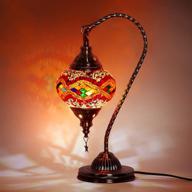 🔆 yarra decor turkish moroccan lamp with bronze base - handmade swan neck tiffany mosaic glass bedside lamps for bedroom, 3 color options, led bulb included (pack of 5) logo