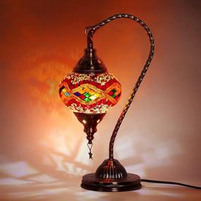 img 4 attached to 🔆 Yarra Decor Turkish Moroccan Lamp with Bronze Base - Handmade Swan Neck Tiffany Mosaic Glass Bedside Lamps for Bedroom, 3 Color Options, LED Bulb Included (Pack of 5)