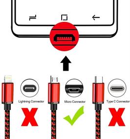 img 3 attached to 🔌 Усовершенствованный прочный быстрый кабель зарядки Android, UDATON 10 футов 3 штуки - плетеный нейлоновый шнур - совместим с Samsung Galaxy S7 S6 Edge, LG K40 K20, планшетами, смартфонами на Android (красный)