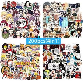 img 4 attached to 🎌 200Pcs Anime Stickers Mixed Pack - Funny Japanese Manga Car Decals | Waterproof Vinyl Laptop Stickers Cartoon | Cute Teens Skateboard Stickers Decoration for Water Bottles, Luggage (Multicolor)