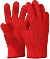 🔥 heat resistant gloves for outdoors by killer's instinct - oven mitts with fingers, red kitchen pot holders, double oven mitt set of cotton gloves logo