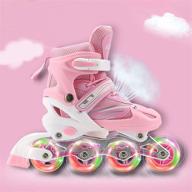 🌸 ulioli pink girls adjustable inline skates: fun illuminating roller blades with flashing full light up wheels for beginners kids, youth and adults (size s-m-l) logo