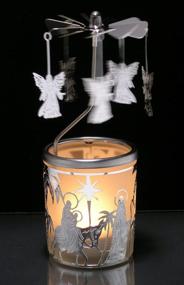 img 1 attached to 🕯️ Scandinavian Style Spinning Angels Christmas Candle Holder with Holy Family Scene by BANBERRY DESIGNS