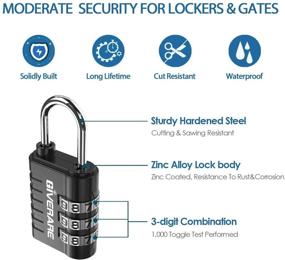 img 2 attached to 🔒 GIVERARE 8 Pack Combination Lock - Keyless 3-Digit Padlock, Resettable Luggage Locks for Backpack, Gym & School & Employee Locker - Weatherproof Travel Lock for Fence, Backyard Gate, Hasp, Case (Black)