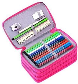 img 4 attached to BTSKY Handy Wareable Oxford Pencil Bag 72 Slots Pencil Organizer Portable Watercolor Pencil Wrap Case (Pink)