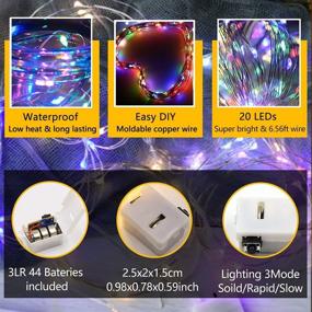 img 3 attached to 🌈 ASOONYUM Rainbow Fairy Lights - Battery Operated 20Pack Multicolor LED String Lights 7ft 20LEDs for Aesthetic Decor, Indoor Bedroom, Indie Room - 3 Modes Christmas Halloween Mini Firefly Tiny Lights