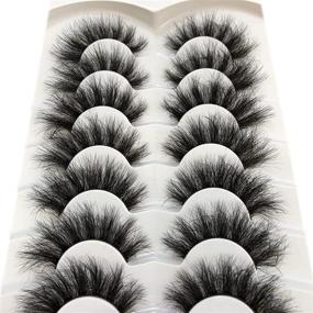 img 2 attached to Pooplunch Faux Mink Fluffy 8D Cat-Eye Wispy Lashes - 7 Pairs Pack of Dramatic Long Thick Volume False Eyelashes - Multipack of Fake Eye Lash Enhancements