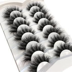 img 1 attached to Pooplunch Faux Mink Fluffy 8D Cat-Eye Wispy Lashes - 7 Pairs Pack of Dramatic Long Thick Volume False Eyelashes - Multipack of Fake Eye Lash Enhancements