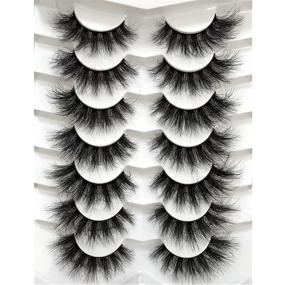 img 4 attached to Pooplunch Faux Mink Fluffy 8D Cat-Eye Wispy Lashes - 7 Pairs Pack of Dramatic Long Thick Volume False Eyelashes - Multipack of Fake Eye Lash Enhancements